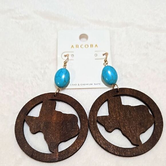 Jewelry - Brown and Blue Texas Earrings